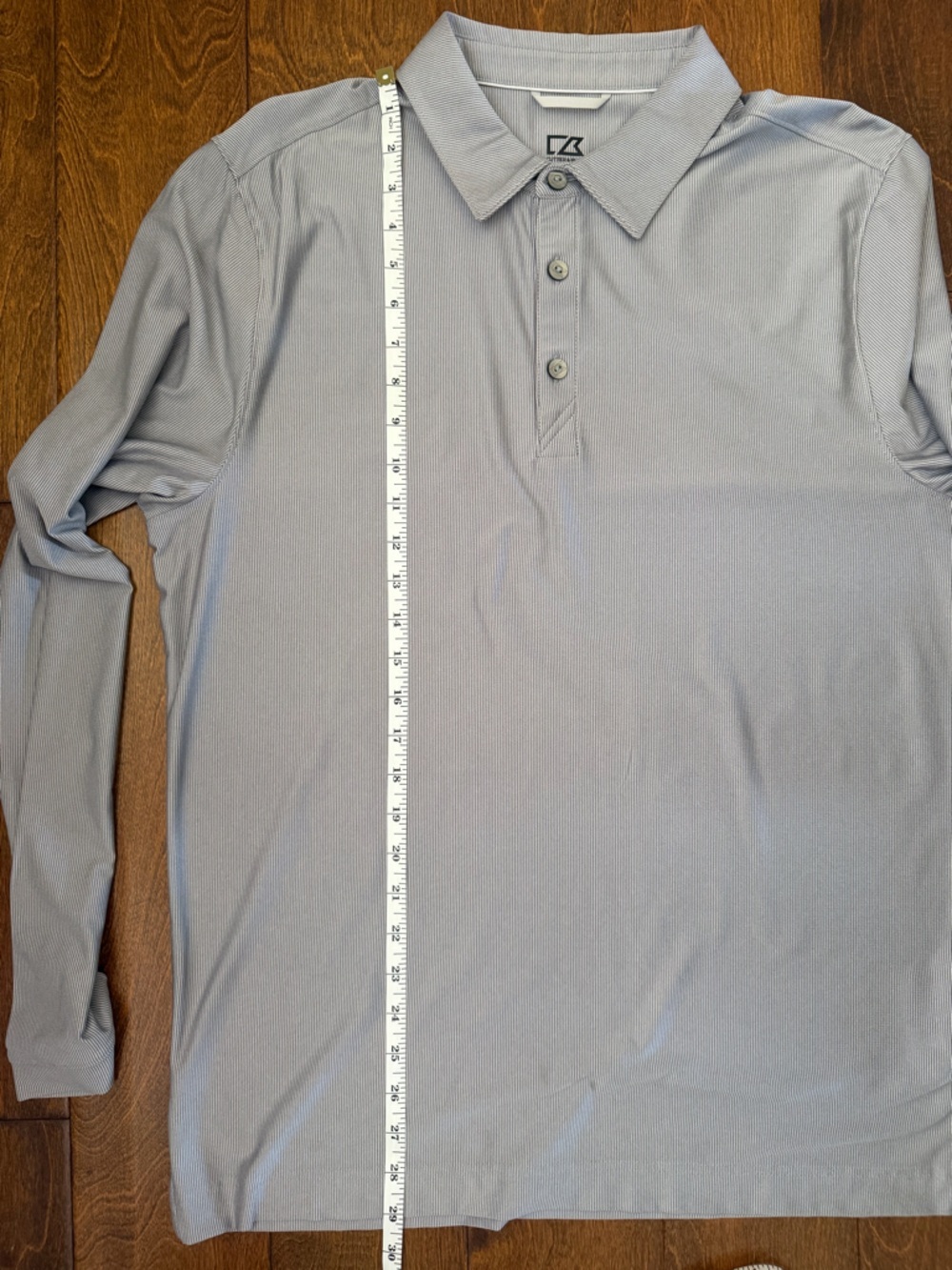Cutter and Buck Polo Medium Dry Tech Shirt Gray Long Sleeves Button Activewear - Picture 5 of 6